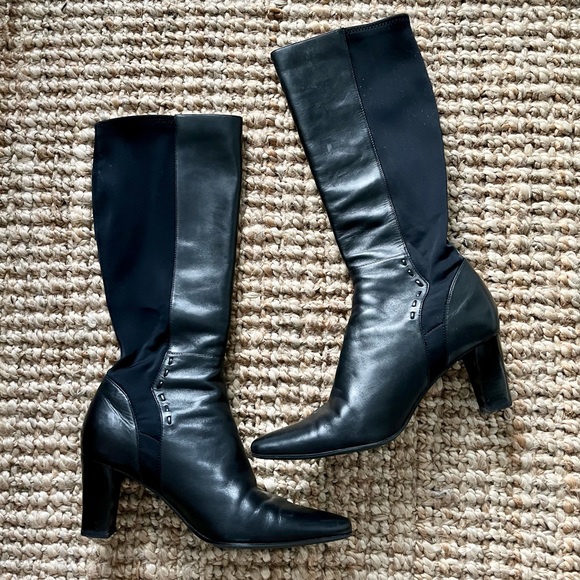 Claiborne FLEX Leather Stretch Tall Black Boots, 10 - Picture 1 of 5